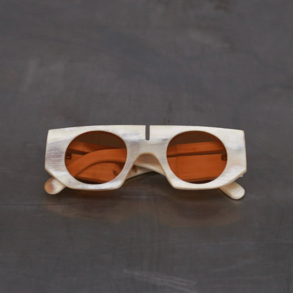 Rigards X INAISCE joint buffalo horn wire cutting high degree of handmade glasses RG00INA RG-RG00INA-DLSKGYP marble color frame salmon color lens